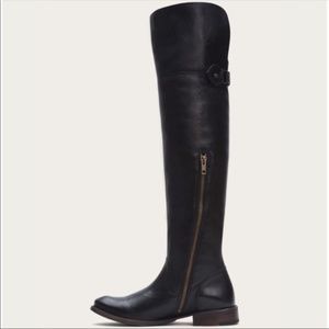 Frye Shirley black leather over the knee riding boot Wm's 8